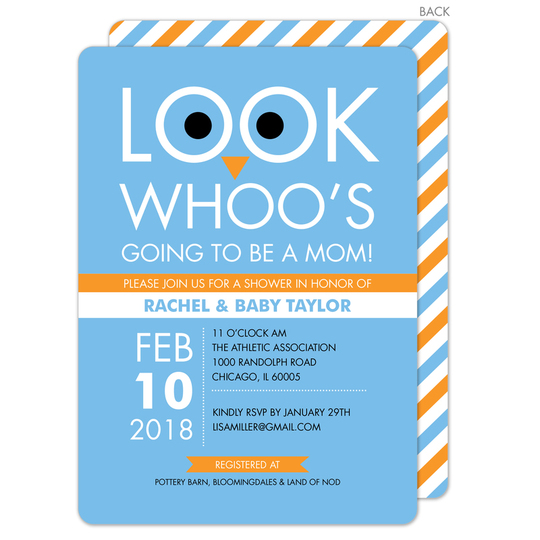 Blue Owl Shower Invitations